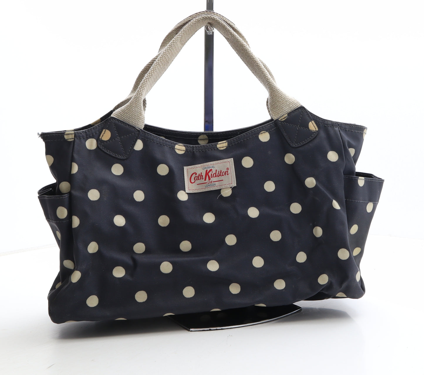 Cath Kidston Womens Blue Polka Dot Nylon Top Handle Bag Size Medium