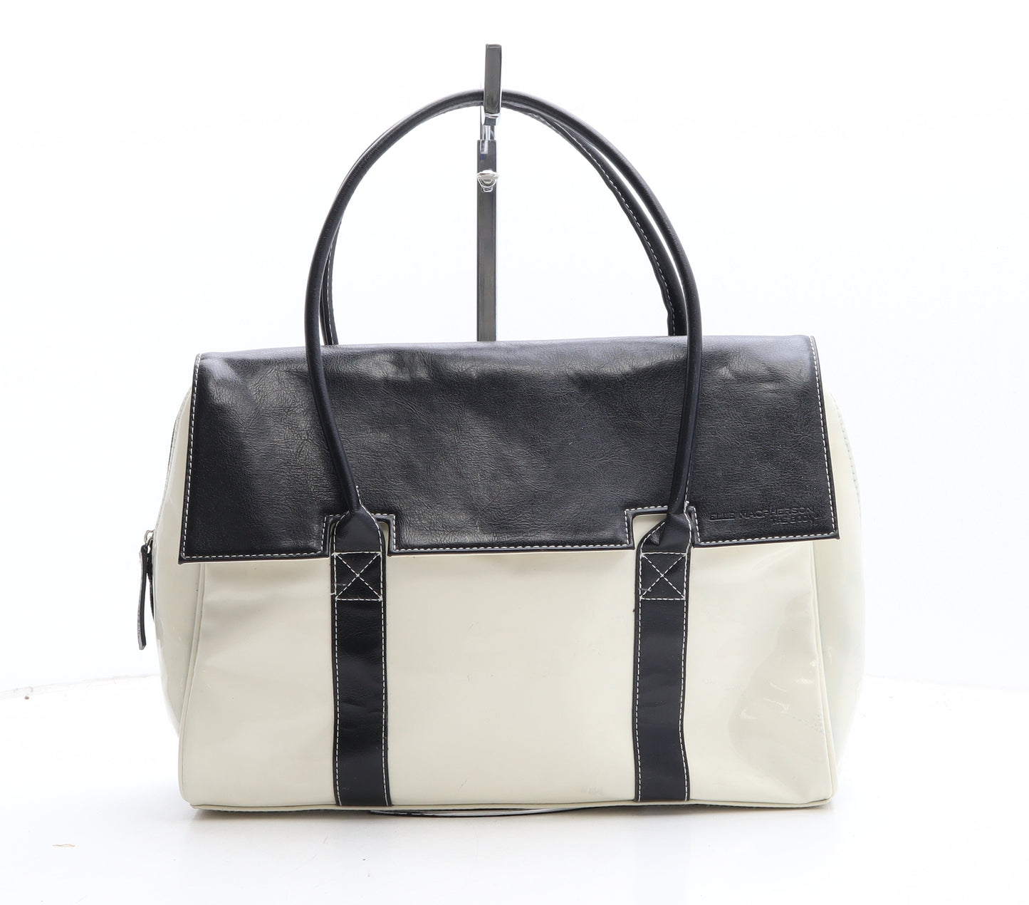 Elle MacPherson Womens Ivory Colorblock Polyamide Top Handle Bag Size Large