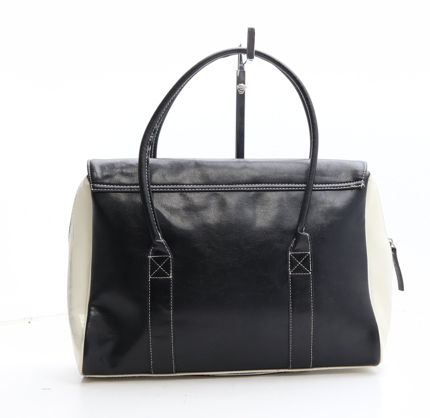 Elle MacPherson Womens Ivory Colorblock Polyamide Top Handle Bag Size Large