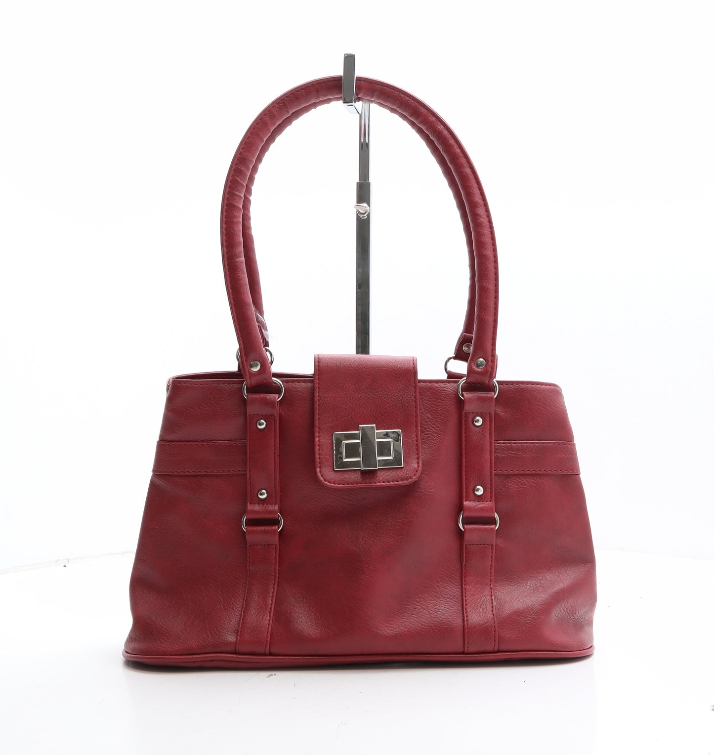 Preworn Womens Red Polyethylene Shoulder Bag Size Medium