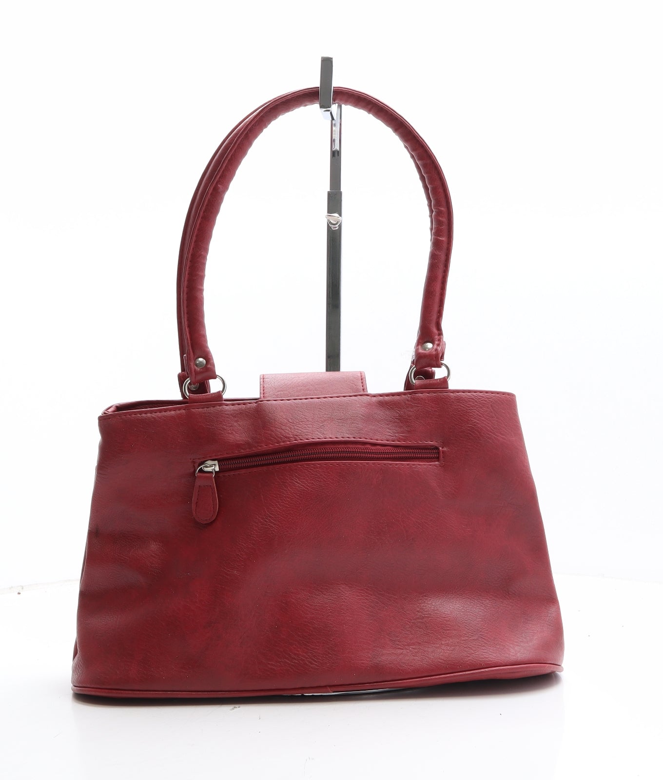 Preworn Womens Red Polyethylene Shoulder Bag Size Medium