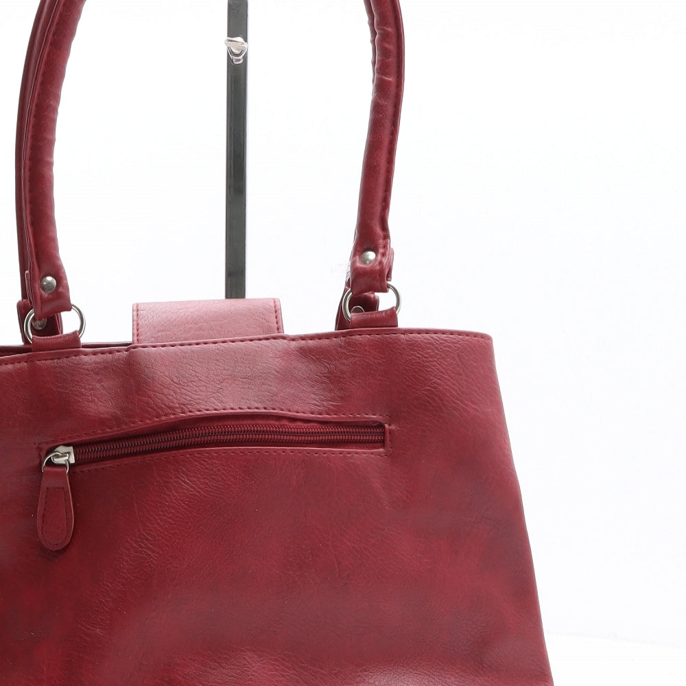 Preworn Womens Red Polyethylene Shoulder Bag Size Medium