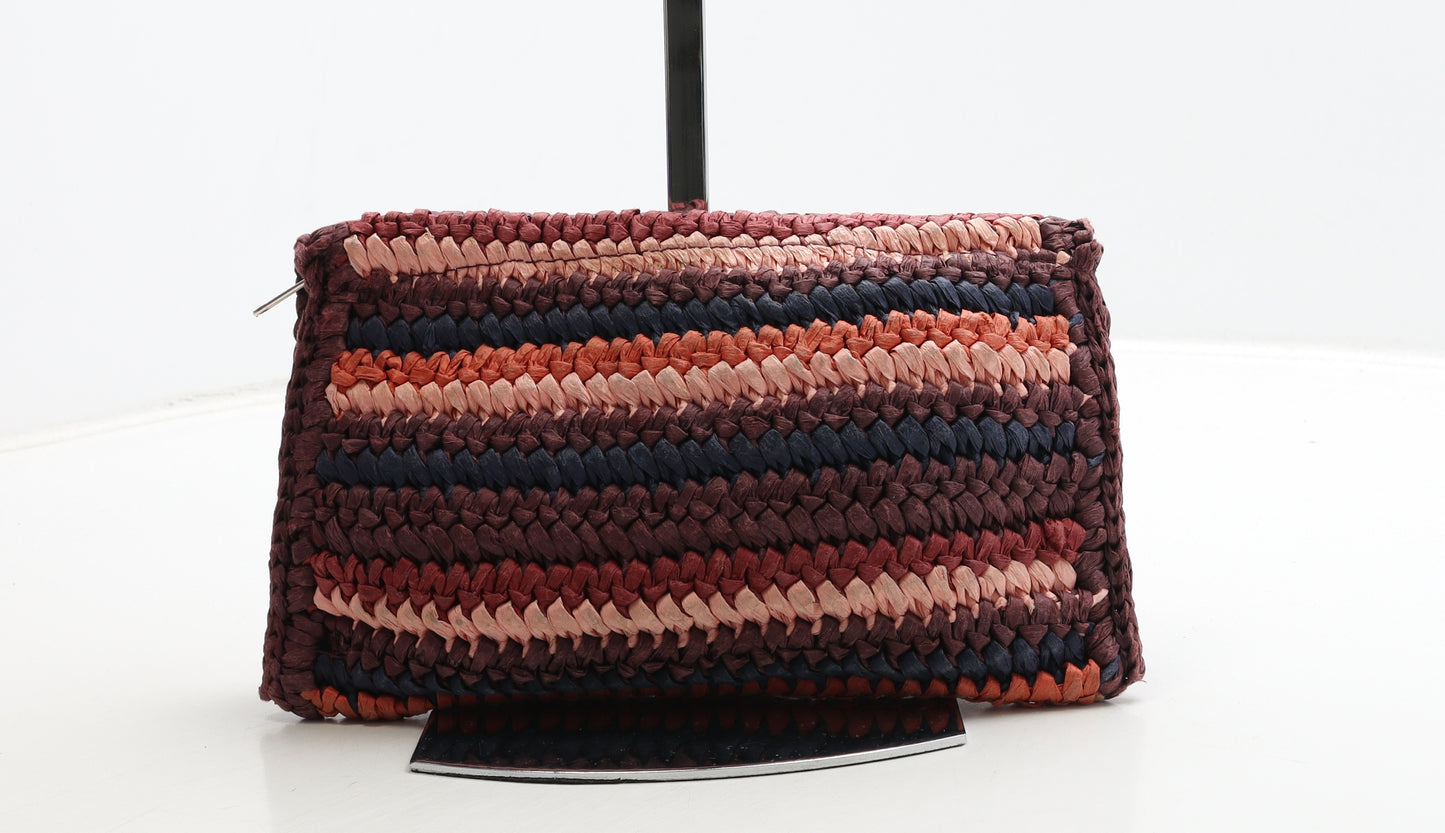 H&M Womens Multicoloured Straw Clutch Size Small - Gold Detail