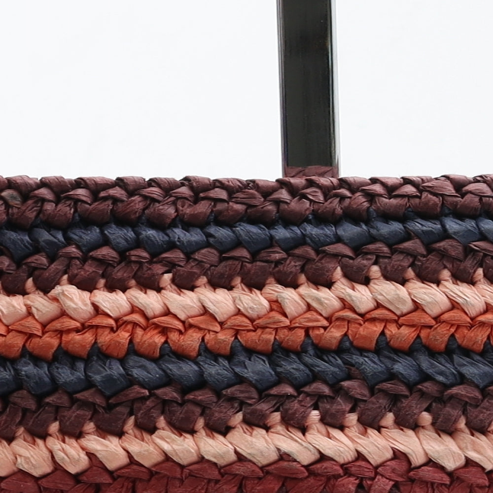 H&M Womens Multicoloured Straw Clutch Size Small - Gold Detail