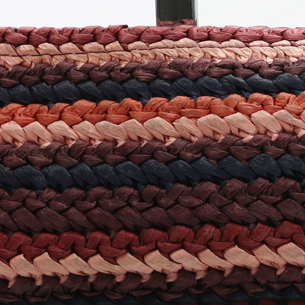 H&M Womens Multicoloured Straw Clutch Size Small - Gold Detail