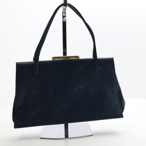 Preworn Womens Navy Polyurethane Top Handle Bag Size Small