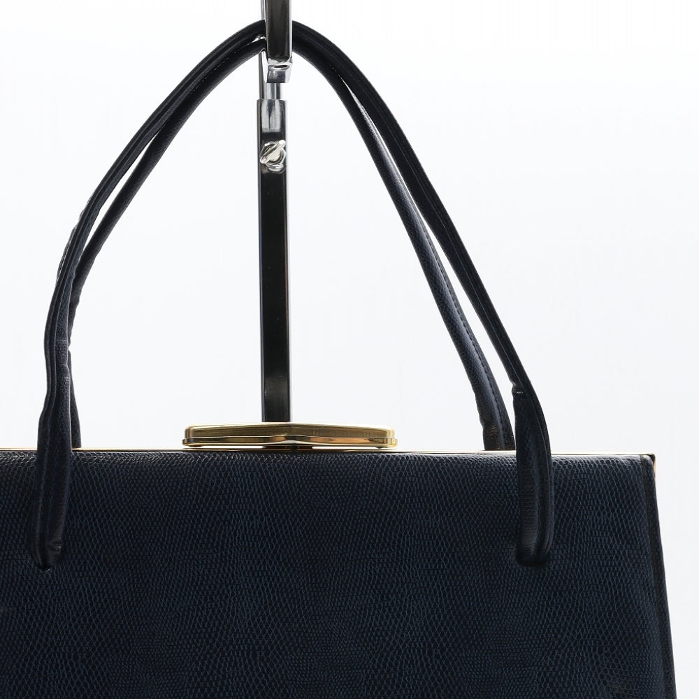 Preworn Womens Navy Polyurethane Top Handle Bag Size Small