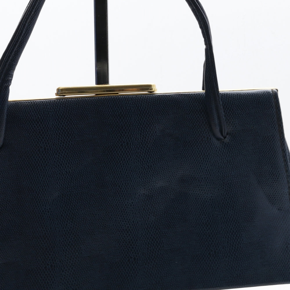 Preworn Womens Navy Polyurethane Top Handle Bag Size Small