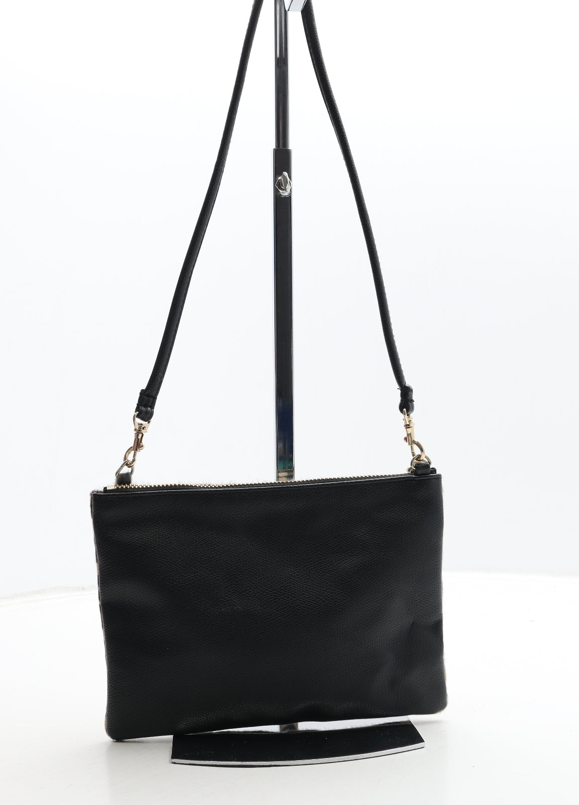 H&M Womens Black Animal Print Polyester Crossbody Size Small - Leopard Print