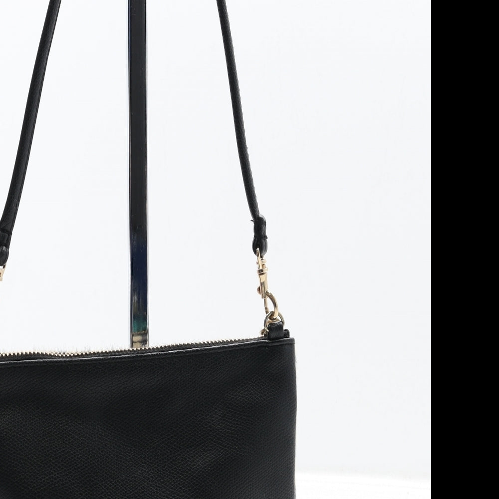 H&M Womens Black Animal Print Polyester Crossbody Size Small - Leopard Print