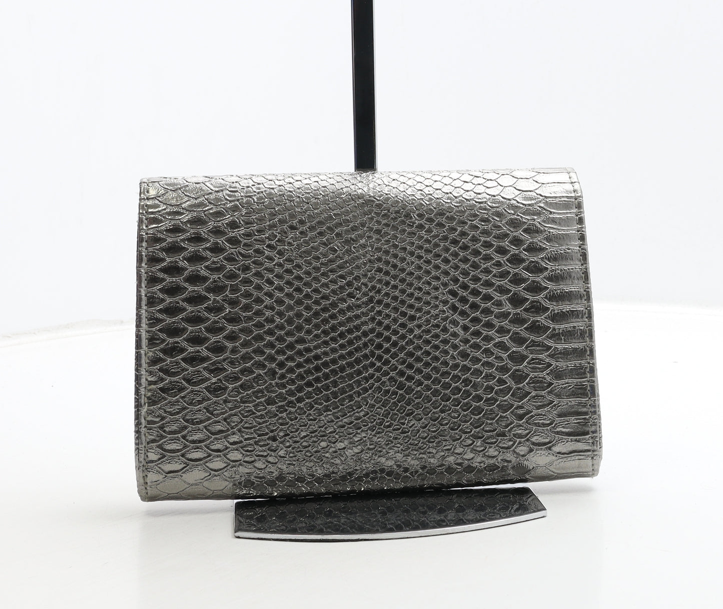 New Look Womens Silver Polyurethane Clutch Size Small - Croc Texture