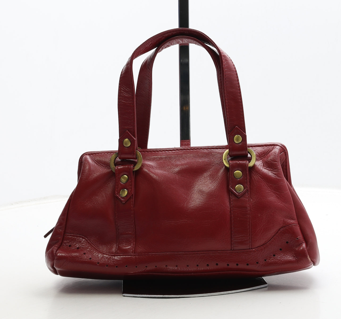 Gland Womens Red Leather Top Handle Bag Size Small