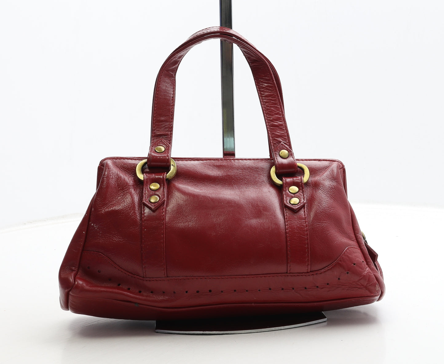 Gland Womens Red Leather Top Handle Bag Size Small