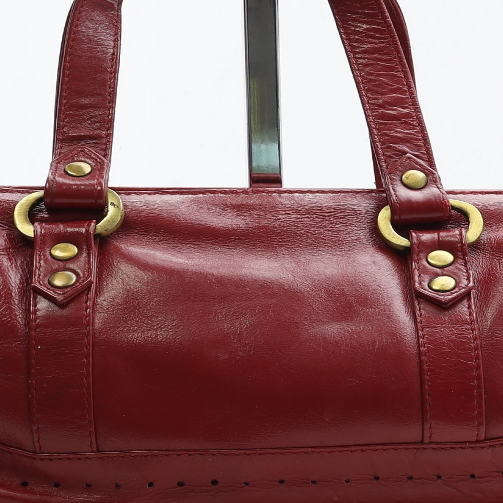 Gland Womens Red Leather Top Handle Bag Size Small