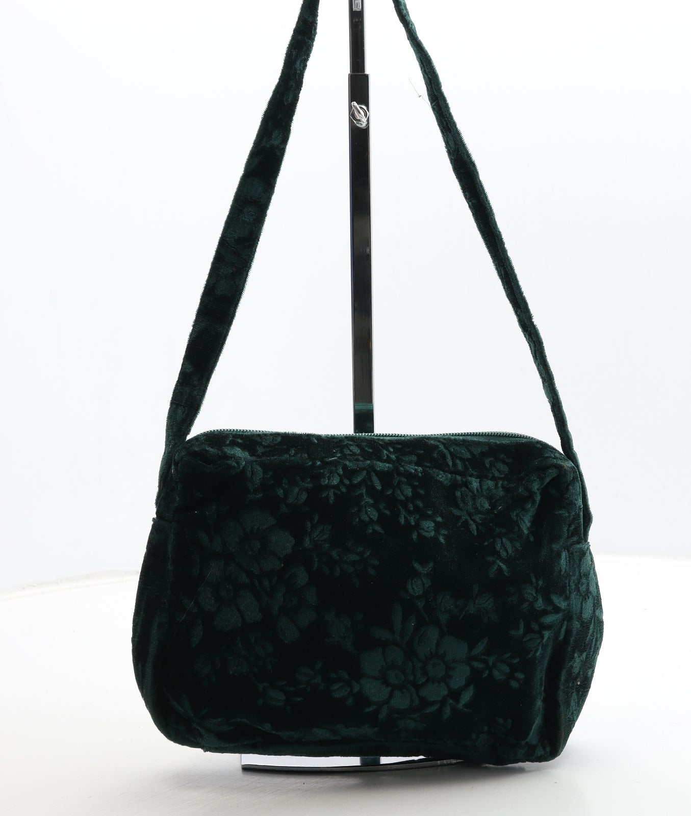 Joanna Hall Womens Green Floral Polyester Crossbody Size Small