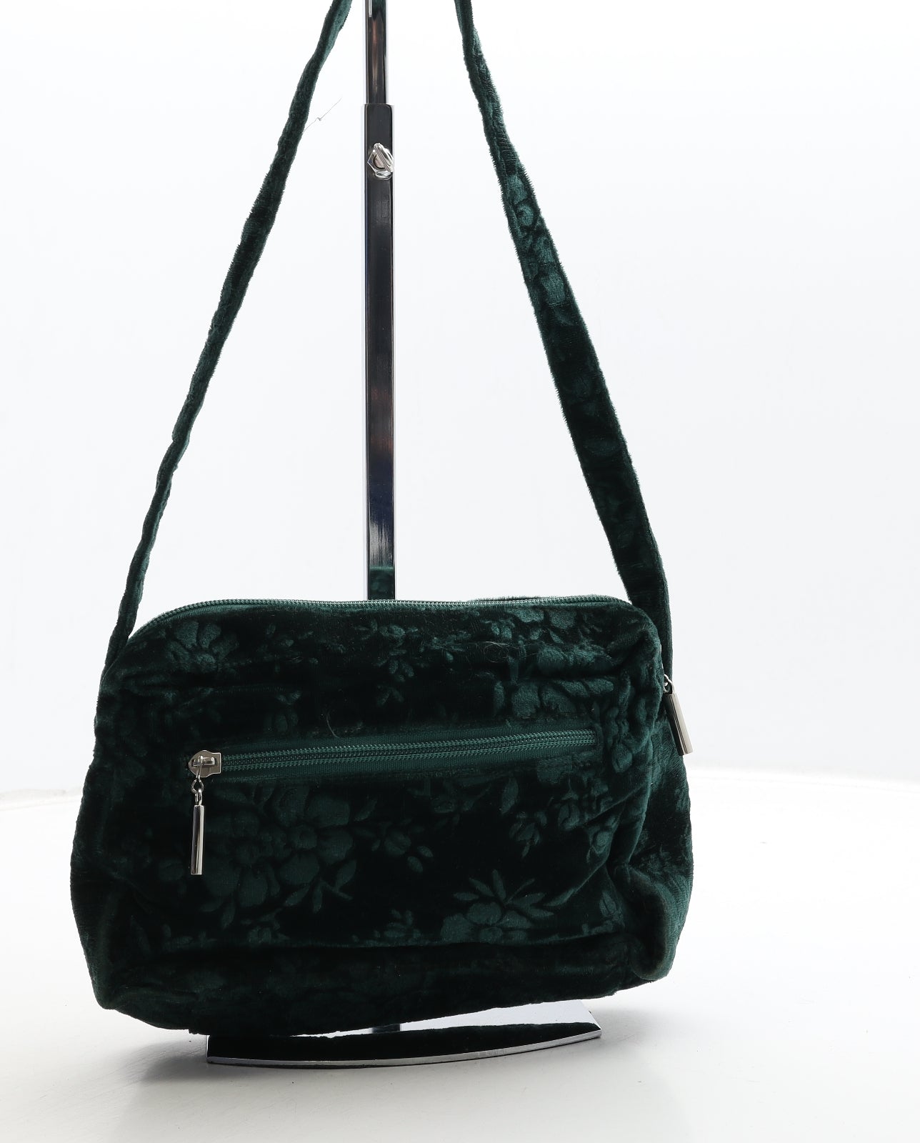 Joanna Hall Womens Green Floral Polyester Crossbody Size Small