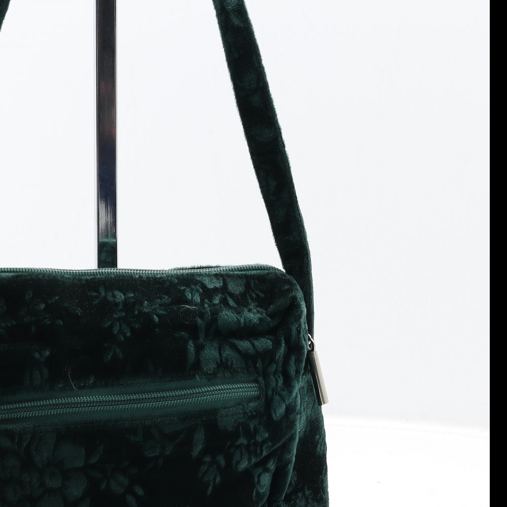 Joanna Hall Womens Green Floral Polyester Crossbody Size Small