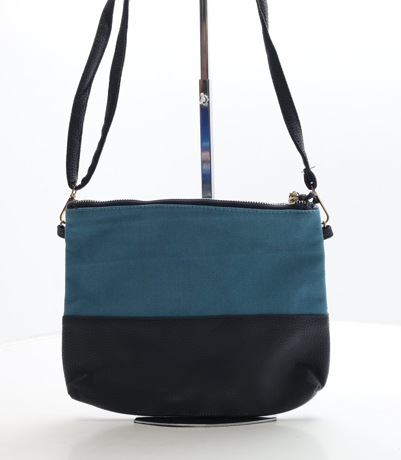 Preworn Womens Blue Colorblock Cotton Crossbody Size Medium