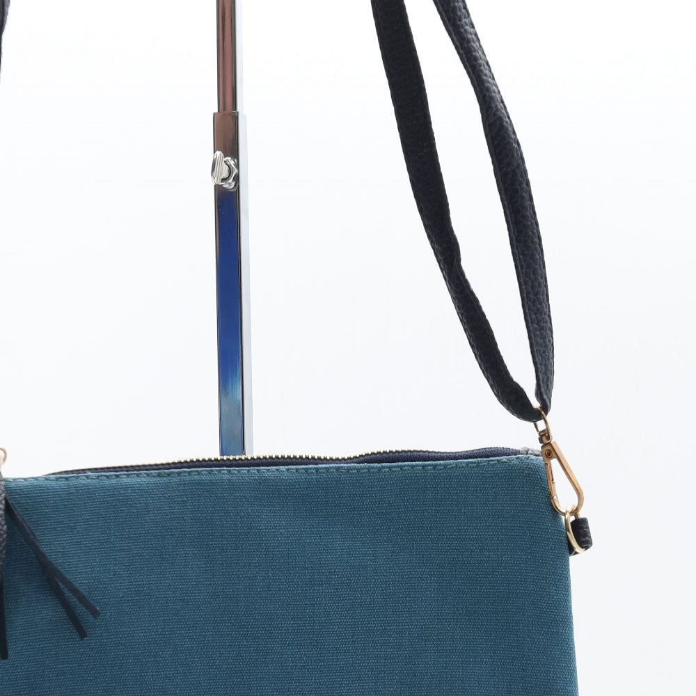 Preworn Womens Blue Colorblock Cotton Crossbody Size Medium