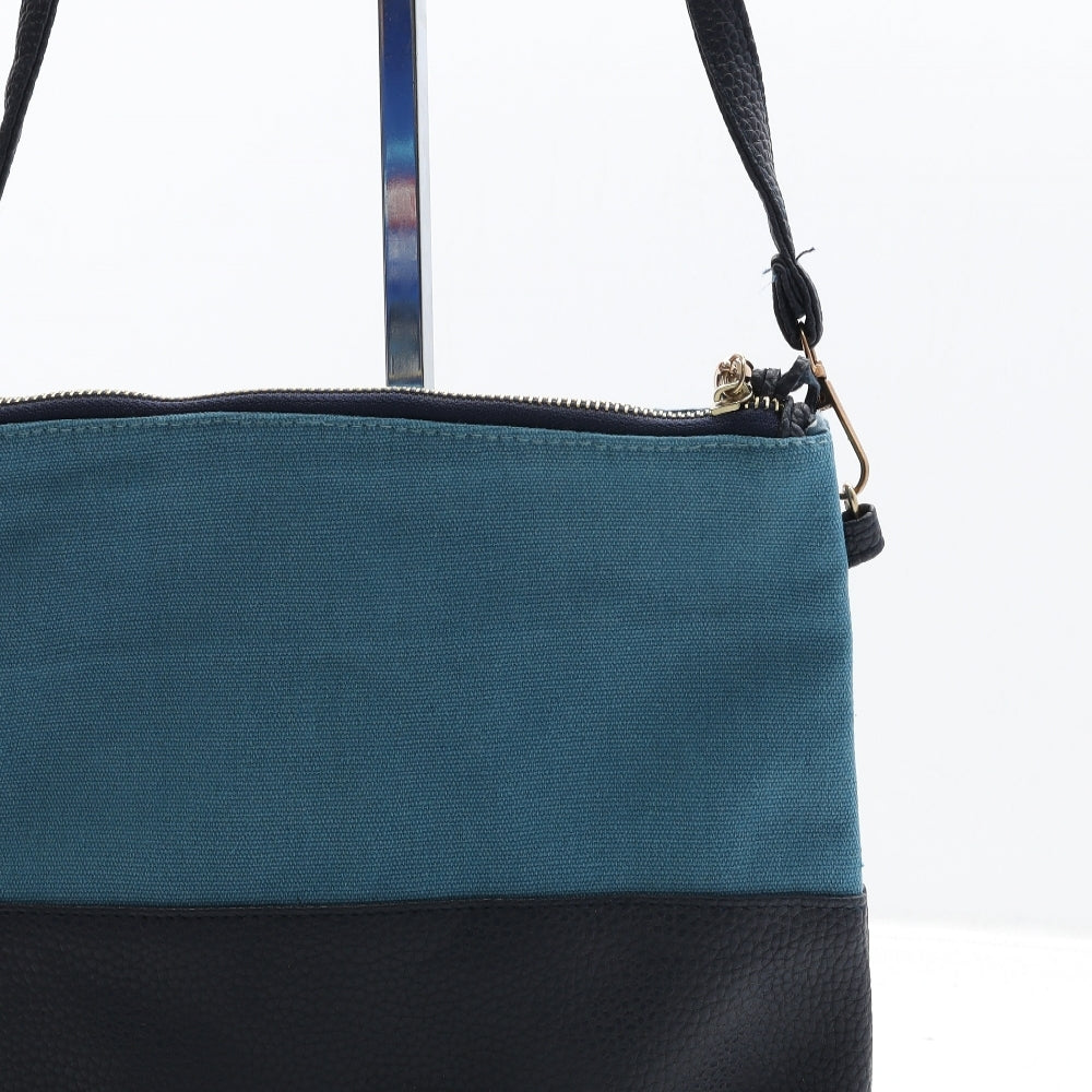 Preworn Womens Blue Colorblock Cotton Crossbody Size Medium