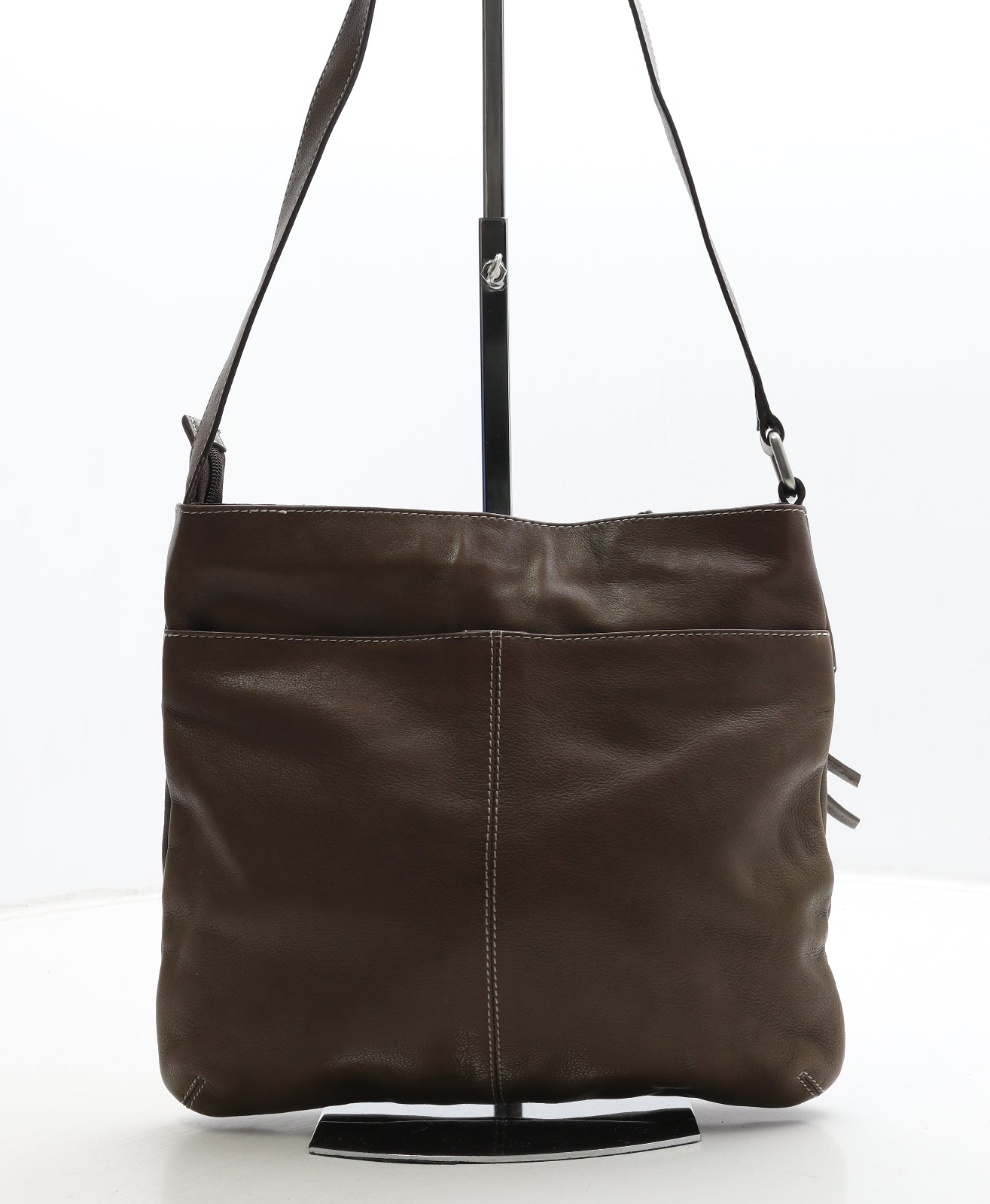 Preworn Womens Brown Polyurethane Crossbody Size Medium