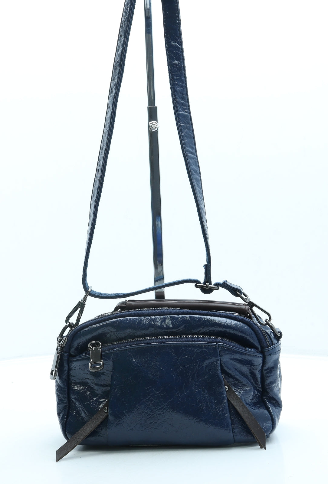 Preworn Womens Blue Leather Crossbody Size Small