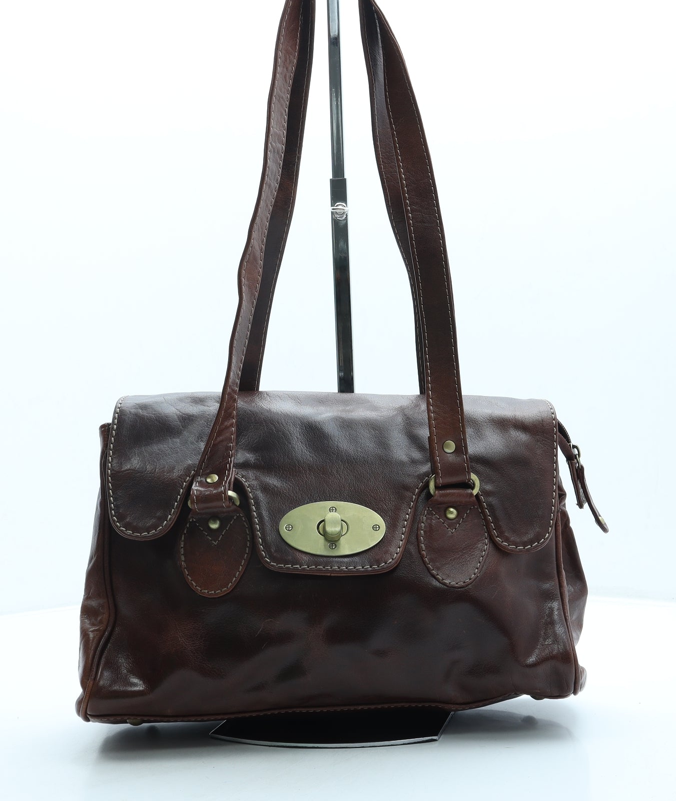 Brampton Womens Brown Leather Shoulder Bag Size Medium