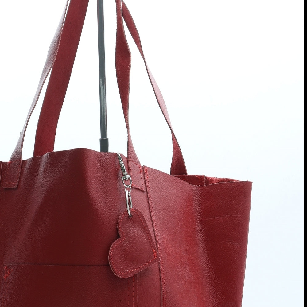 Preworn Womens Red Leather Hobo Bag Size Large