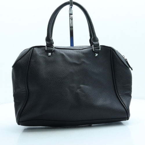 H&M Womens Black Leather Top Handle Bag Size Medium