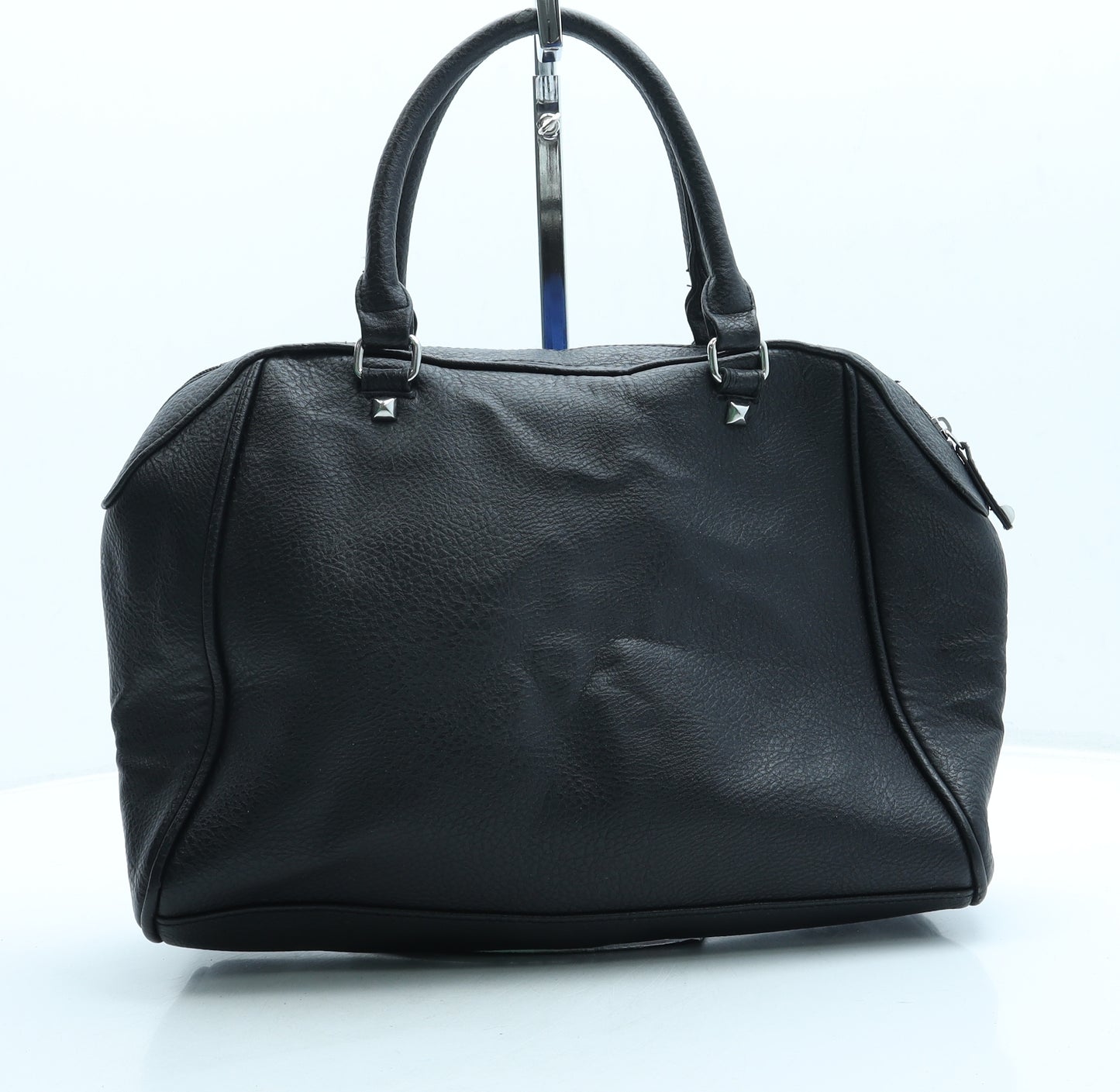 H&M Womens Black Leather Top Handle Bag Size Medium