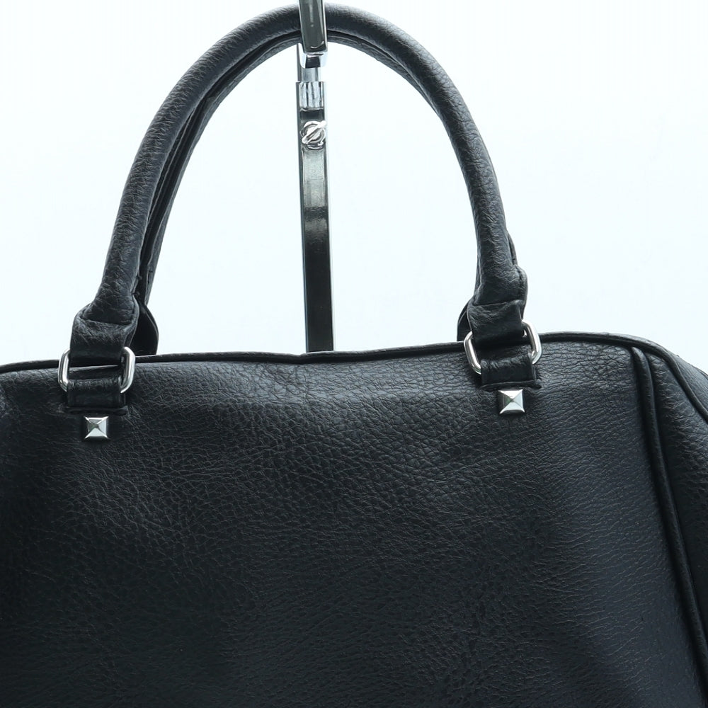 H&M Womens Black Leather Top Handle Bag Size Medium