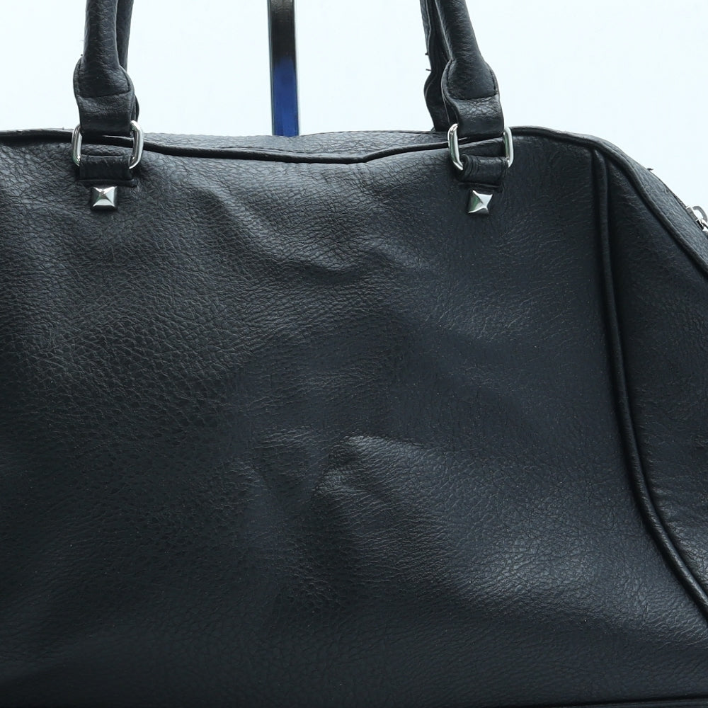 H&M Womens Black Leather Top Handle Bag Size Medium
