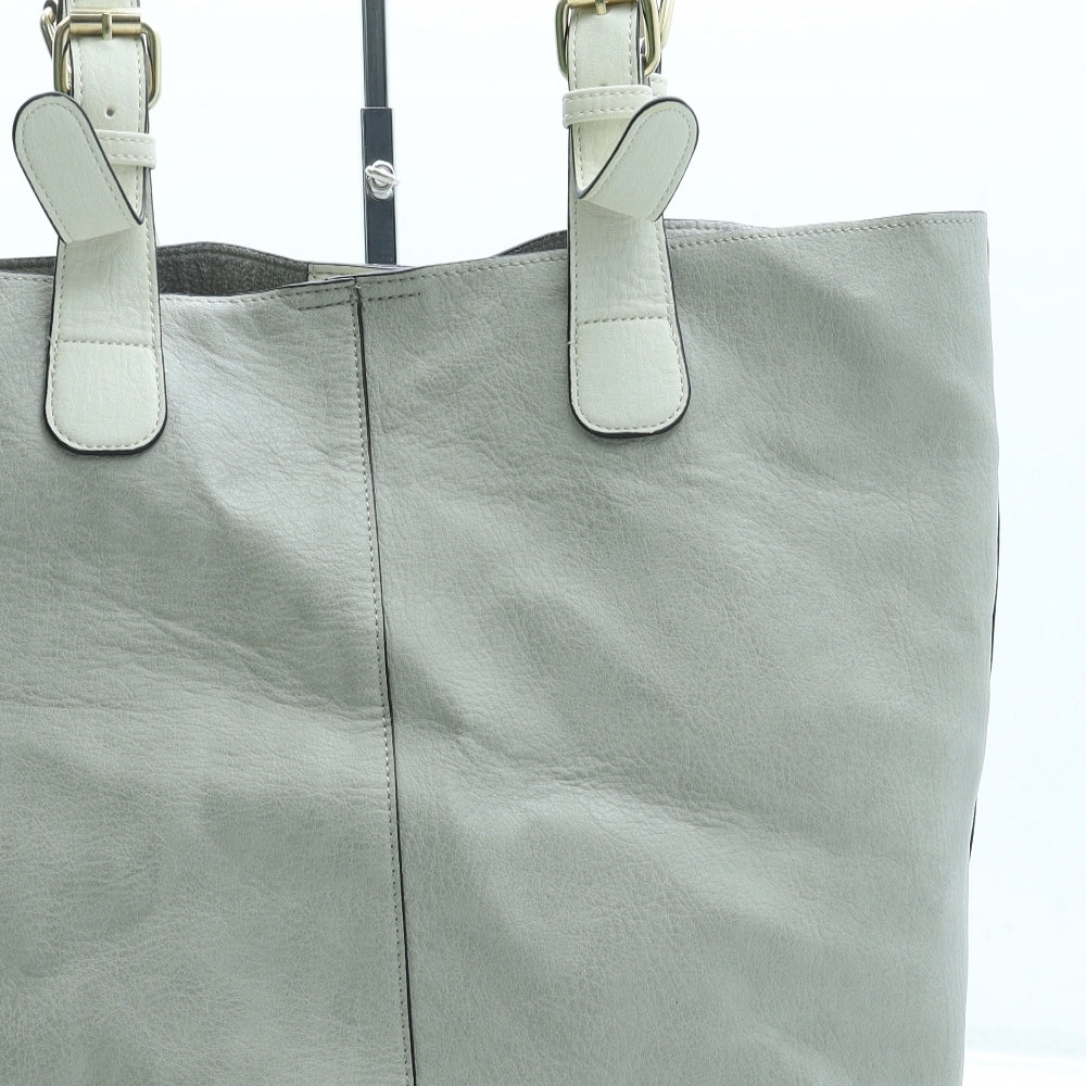 Oasis Womens Grey Colorblock Leather Top Handle Bag Size Large