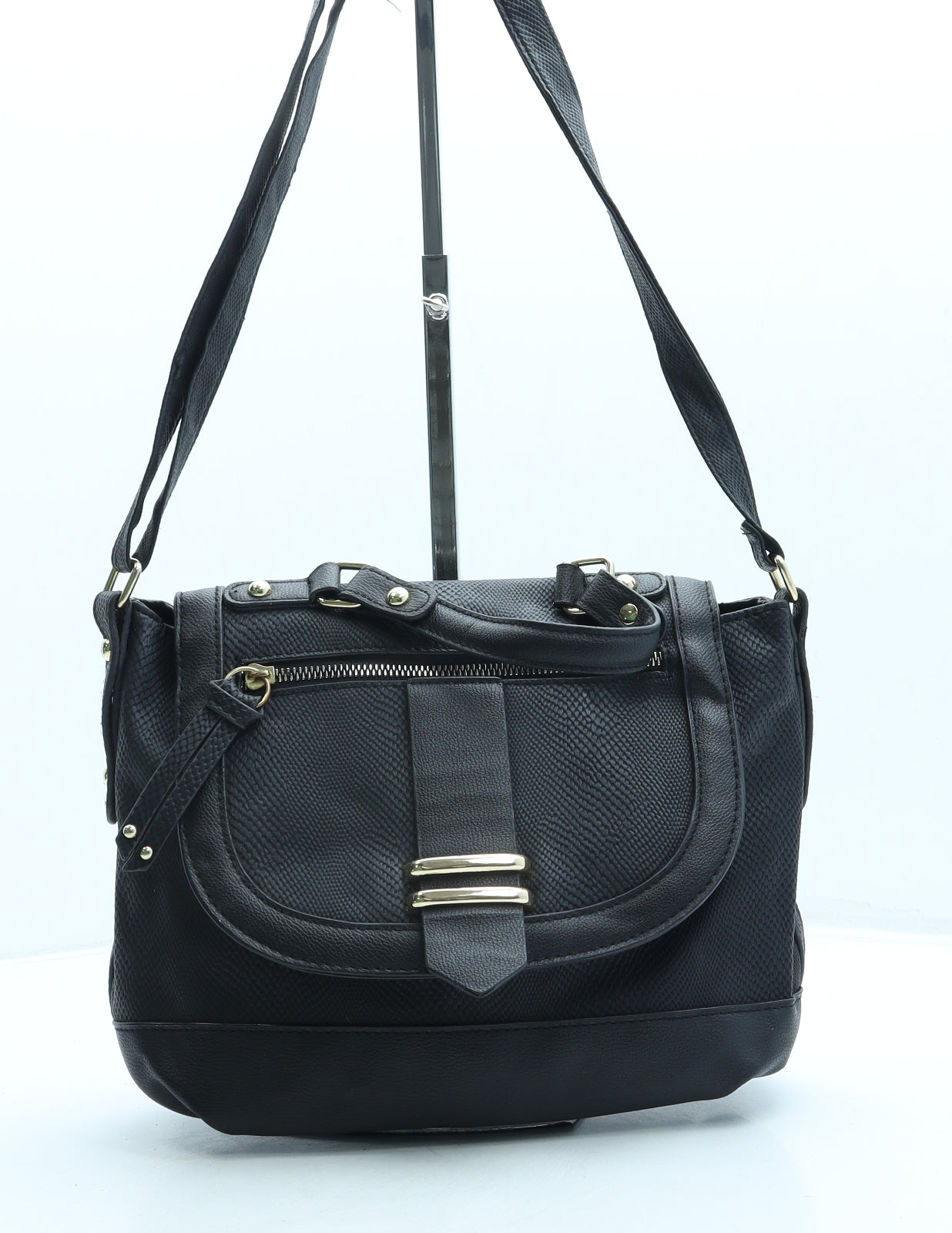 Peacocks Womens Black Leather Crossbody Size Small