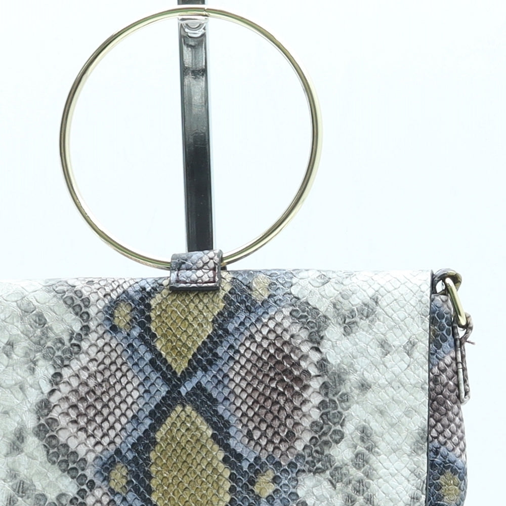 Primark Womens Multicoloured Animal Print Leather Top Handle Bag Size Small - Snake Pattern