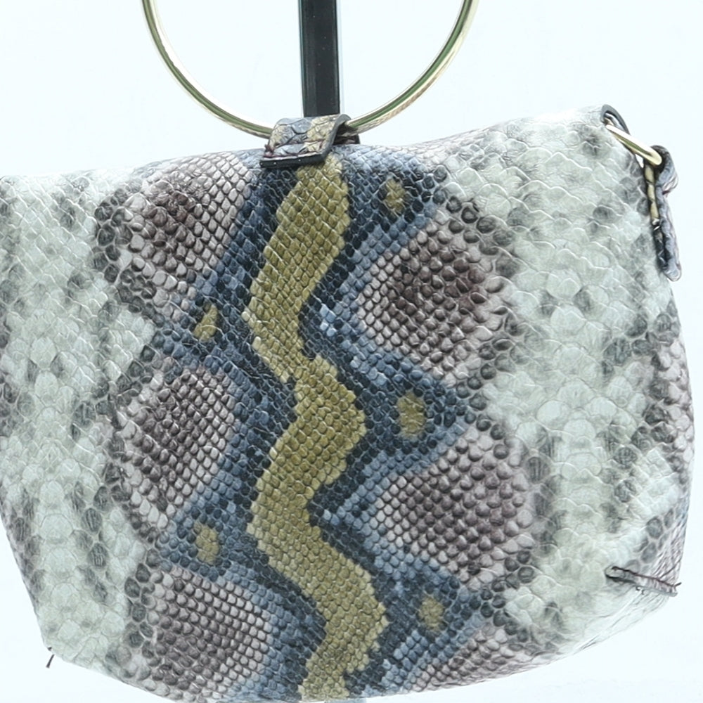 Primark Womens Multicoloured Animal Print Leather Top Handle Bag Size Small - Snake Pattern