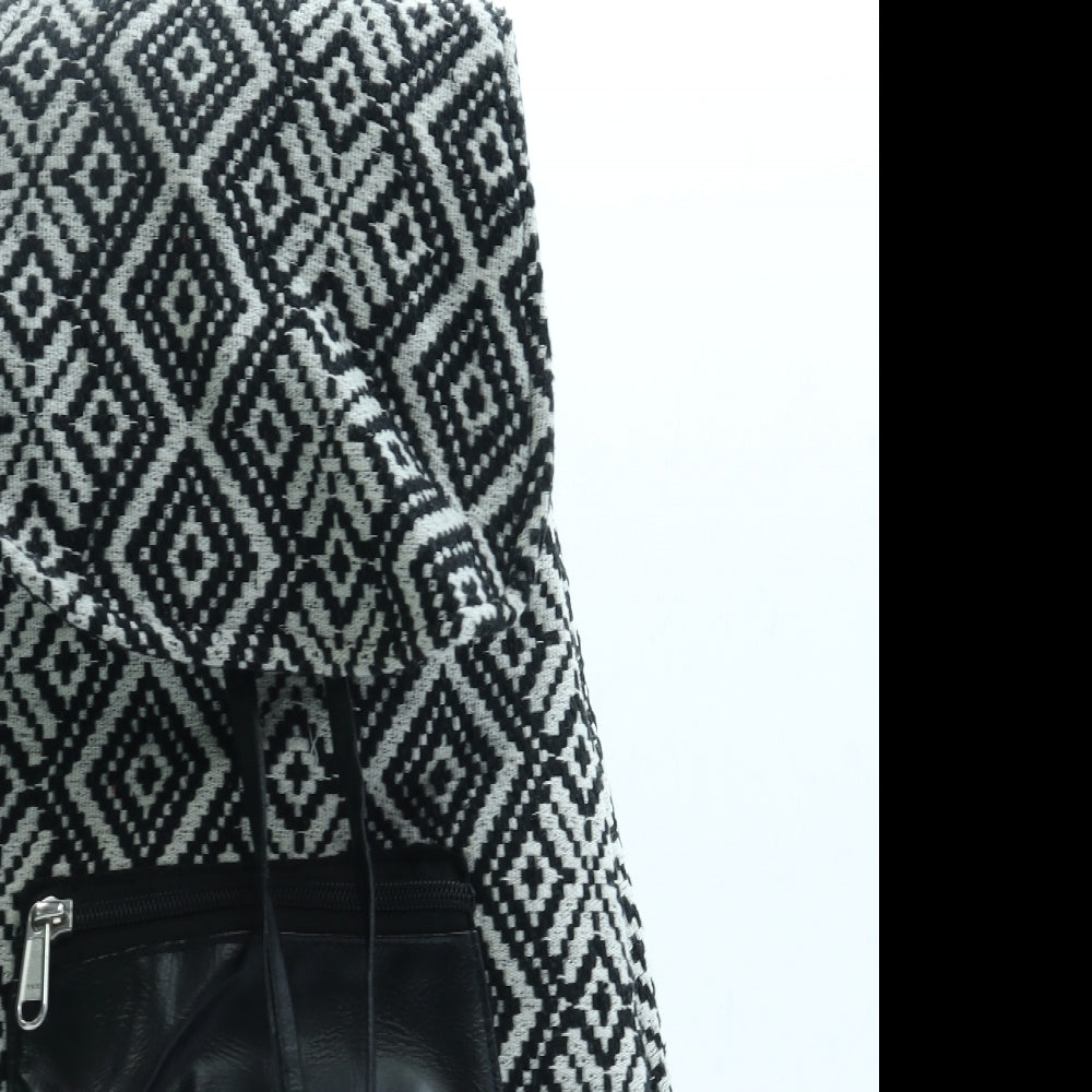 Preworn Womens Black Geometric Polyester Backpack Size Large