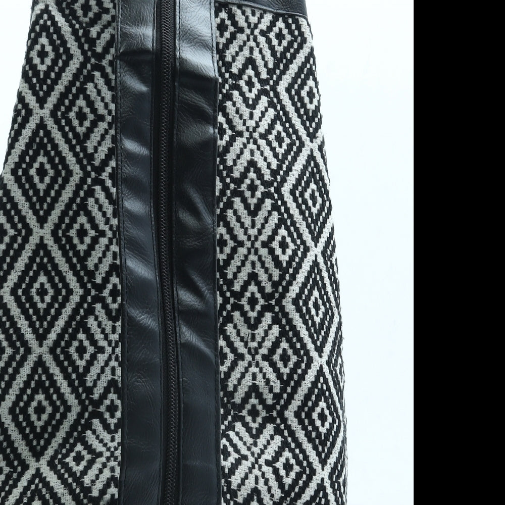 Preworn Womens Black Geometric Polyester Backpack Size Large