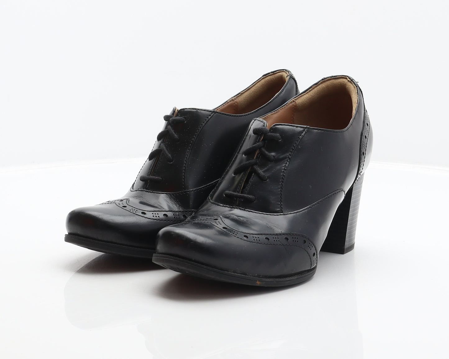 Clarks Womens Black Leather Bootie Boot UK 6 39.5 - Brogue Style