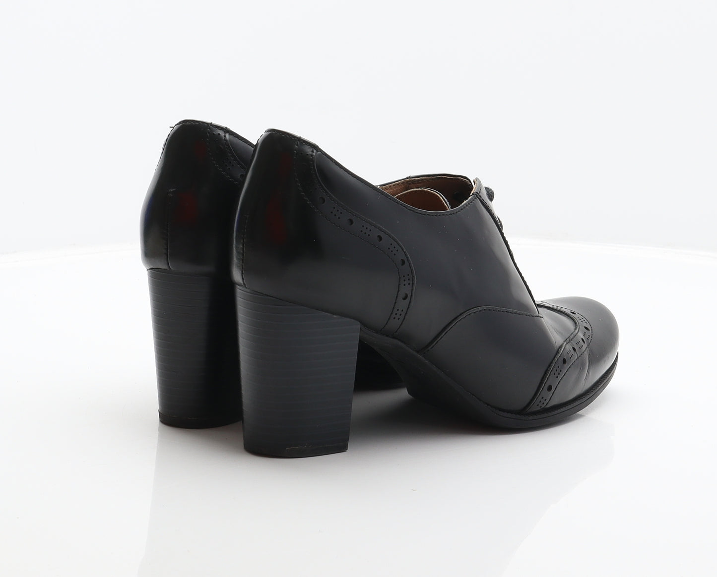 Clarks Womens Black Leather Bootie Boot UK 6 39.5 - Brogue Style