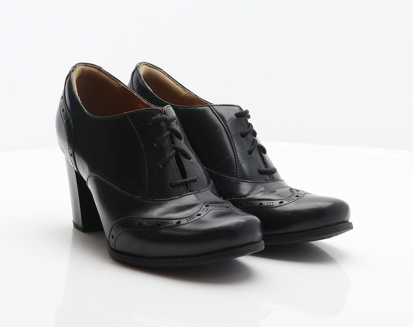 Clarks Womens Black Leather Bootie Boot UK 6 39.5 - Brogue Style