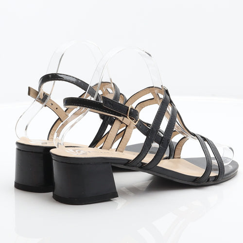 Platino Womens Black Synthetic Strappy Heel UK 5