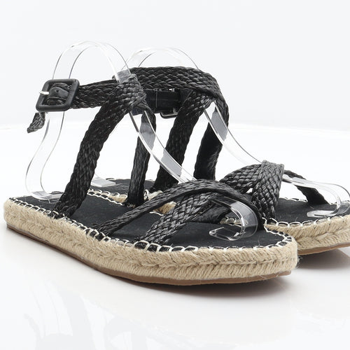 Missguided Womens Black Synthetic Espadrille Sandal UK 5