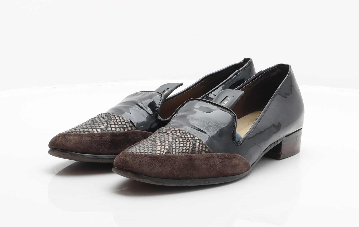 Chrissie Womens Black Animal Print Leather Loafer Casual UK 7 41 - Snake print