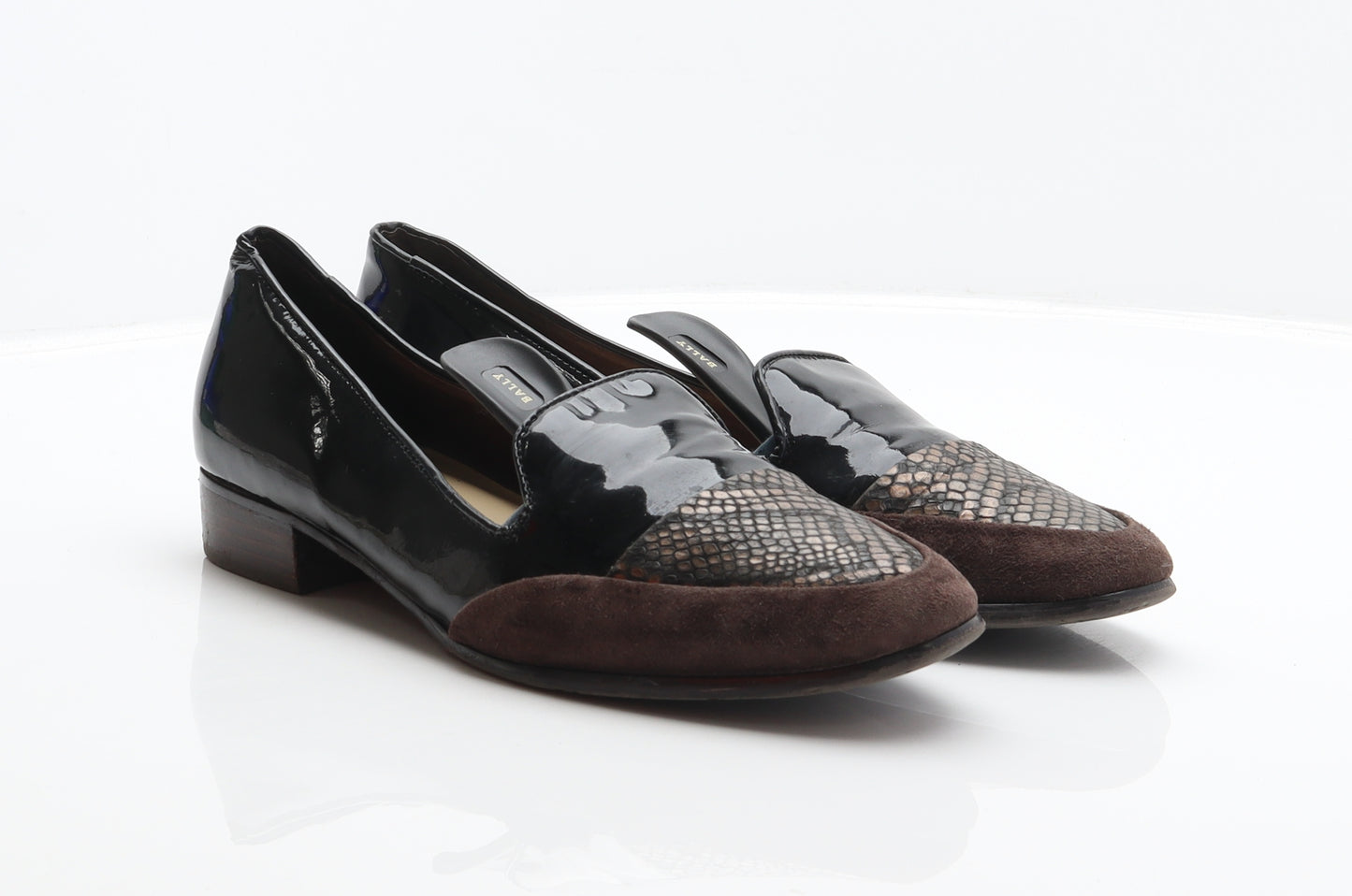 Chrissie Womens Black Animal Print Leather Loafer Casual UK 7 41 - Snake print