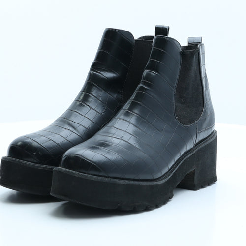 Boohoo Womens Black Synthetic Chelsea Boot UK 6 39 - Croc Texture