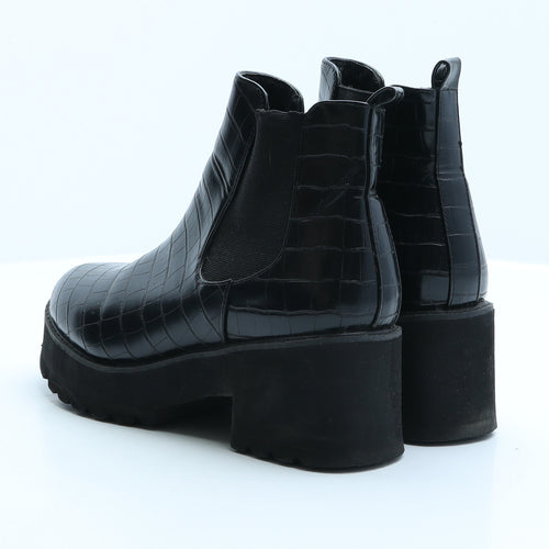 Boohoo Womens Black Synthetic Chelsea Boot UK 6 39 - Croc Texture