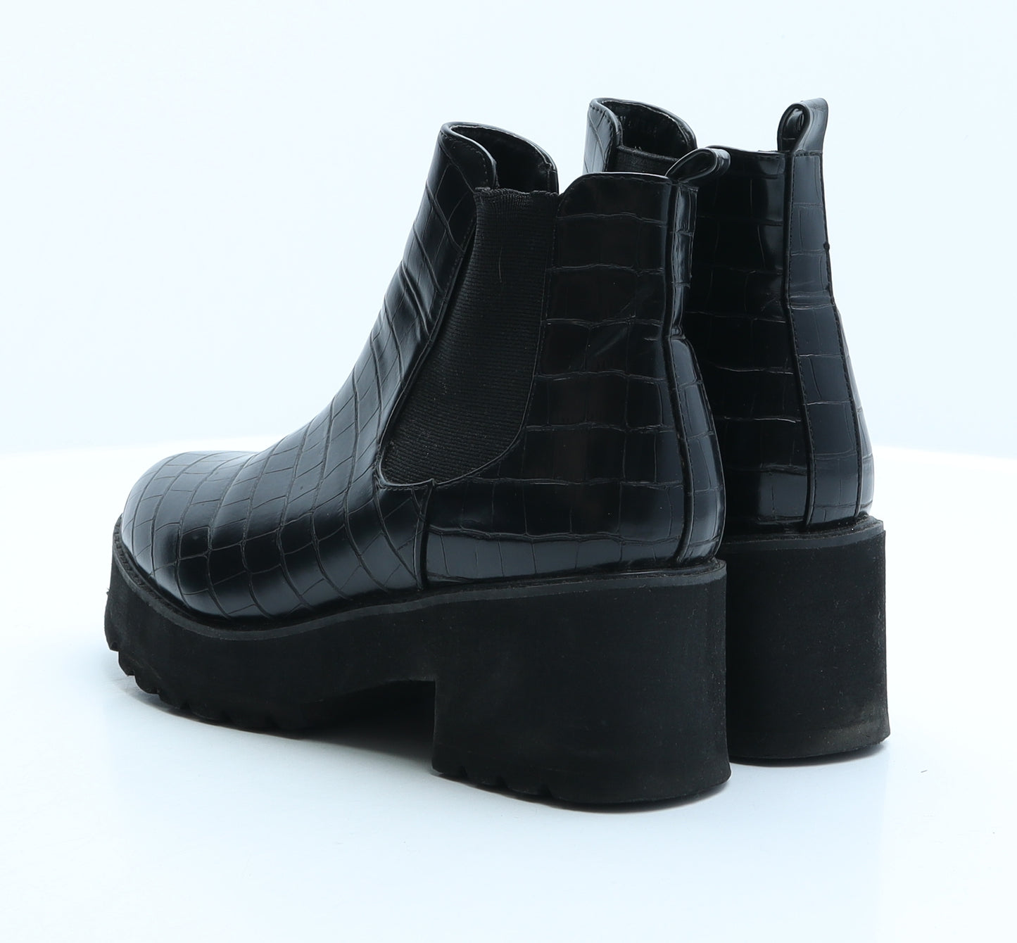 Boohoo Womens Black Synthetic Chelsea Boot UK 6 39 - Croc Texture