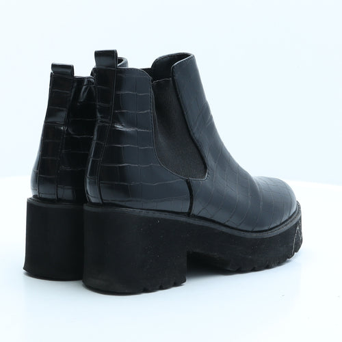 Boohoo Womens Black Synthetic Chelsea Boot UK 6 39 - Croc Texture