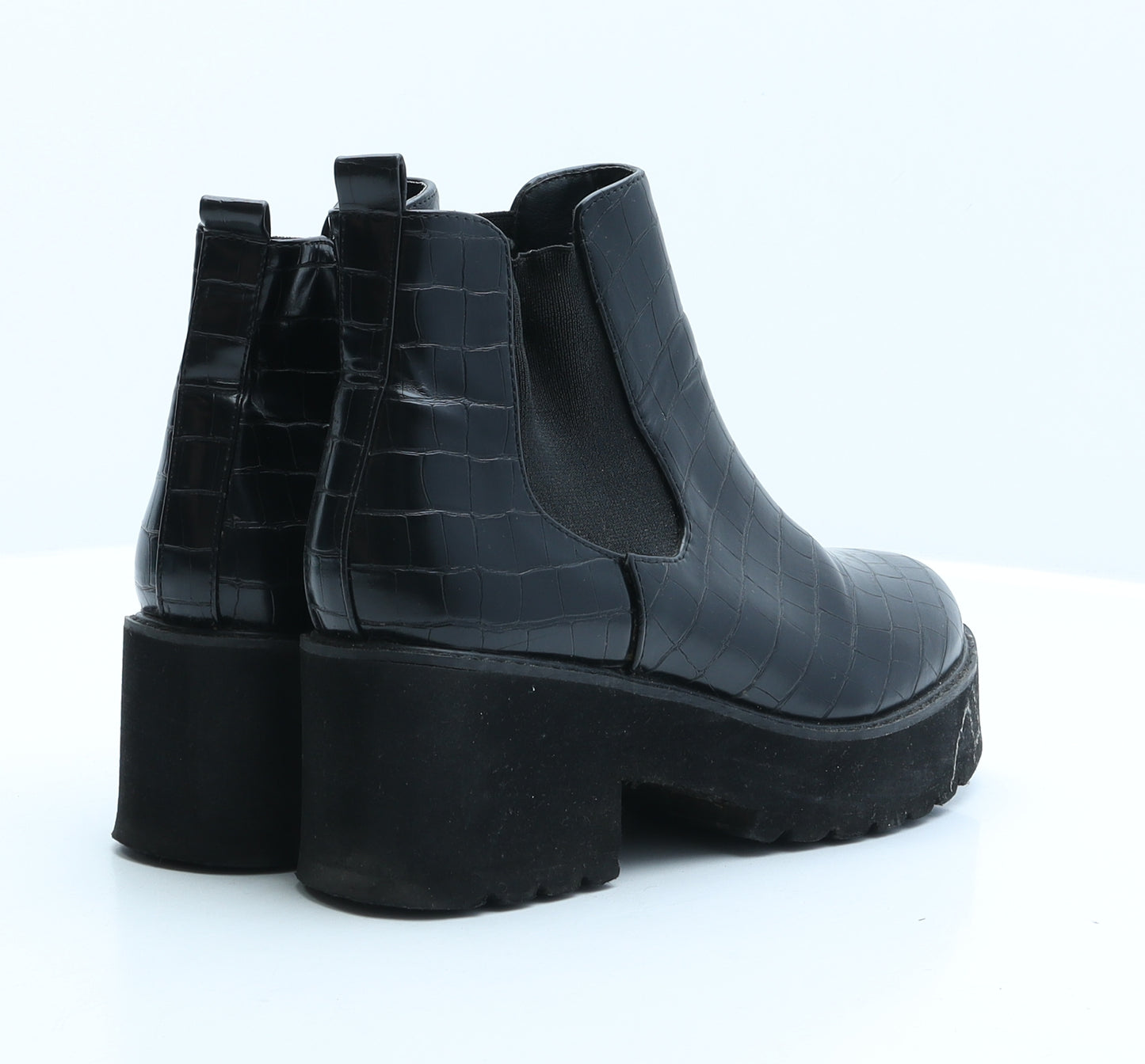Boohoo Womens Black Synthetic Chelsea Boot UK 6 39 - Croc Texture